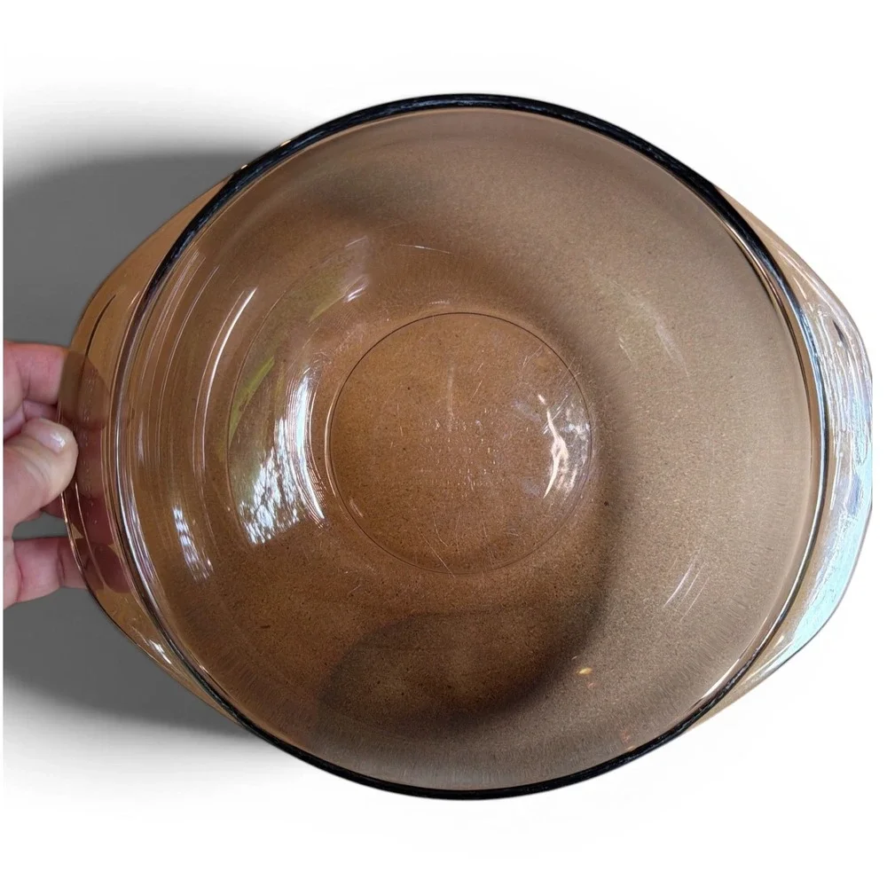 Pyrex Visions 1980s Vintage Brown Retro Serving Bowl | Amber Glass Casserole